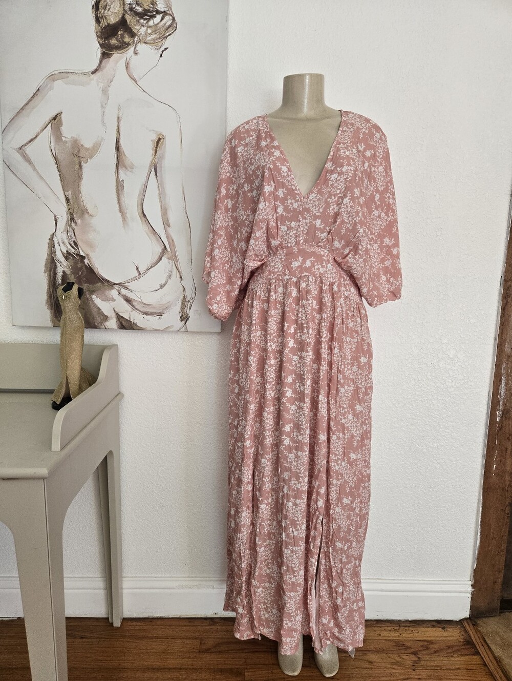NWT Live Life On The Beach Blush Pink Floral Maxi Dress Size XL